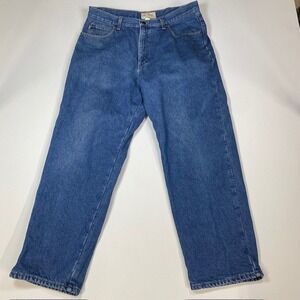 L.L. Bean Flannel Lined Jeans Relaxed Fit Denim Blue‎ Cotton Mens 35x29